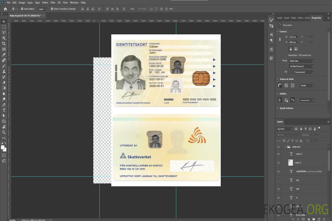 SUÈDE nouvelle carte d'identité template SUÈDE nouvelle carte d'identité template